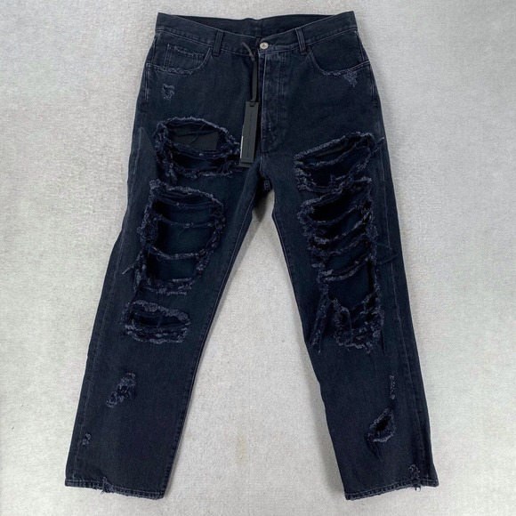 Ben Taverniti Unravel‎ Project Jeans 26 Rigid Denim Destroy Baggy Hailey Beiber - Picture 2 of 16